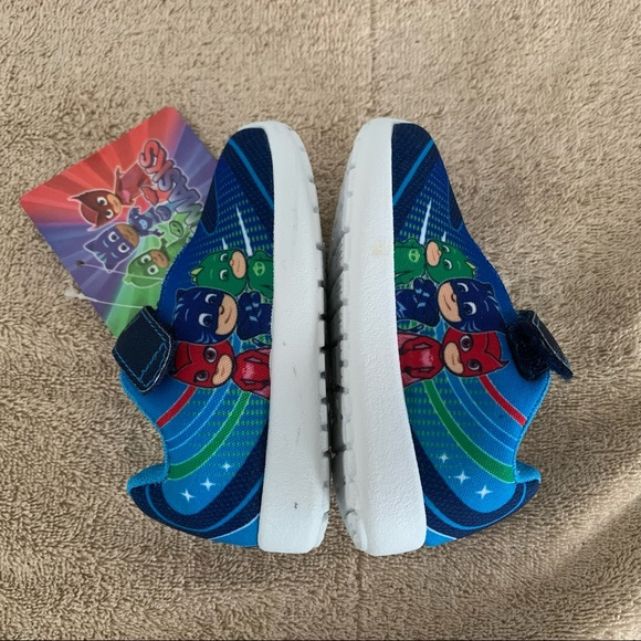 Toddler 5 PJ MASKS Blue / Multi Hook & Loop Athletic Sneakers Shoes NWT Cute - Picture 5 of 8